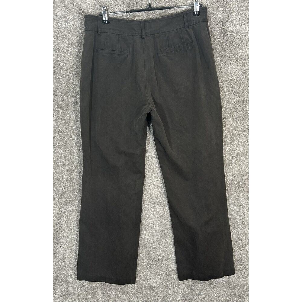 Chicos Pants Womens 2.5 Large 14 Brown Actual 34X29 Silk Linen Wide Leg Slacks - Picture 4 of 6